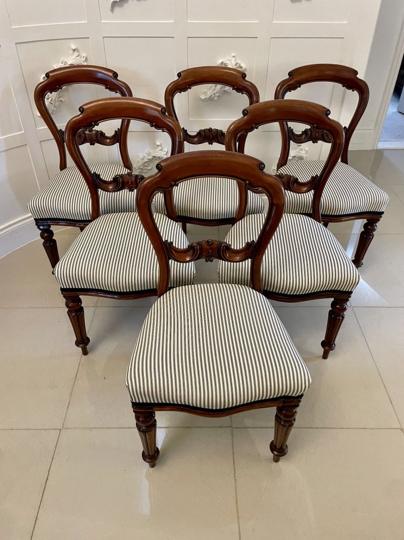 Antique Victorian Mahogany Carved Set of 6 Dining Chairs - Image 2
